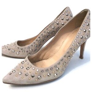 J CREW Everly stud gray Heels shoes 8 1/2 8.5
